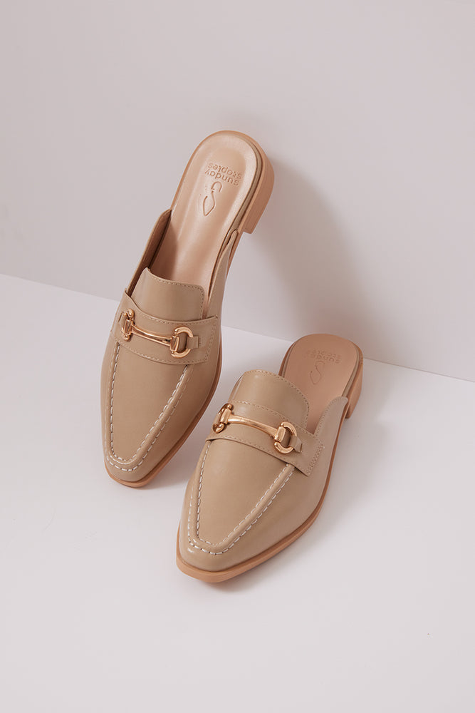 Jackie Loafer Mules in Taupe