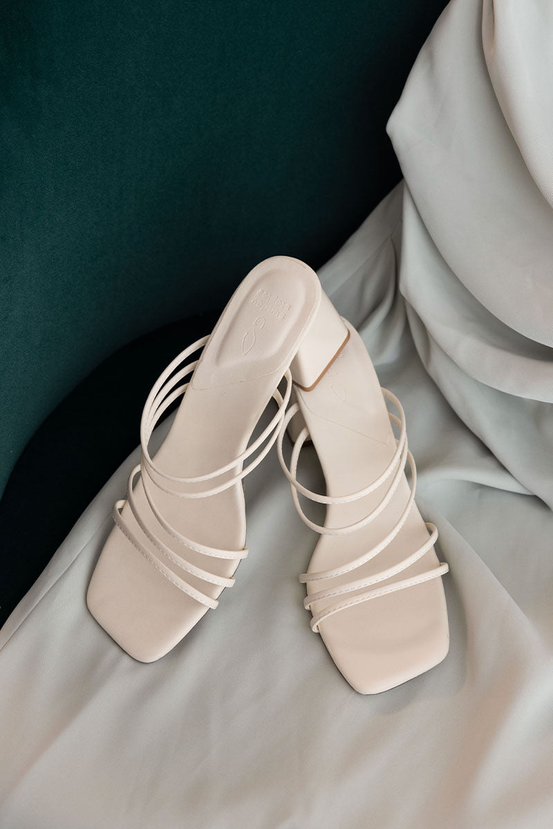 Jenner Strappy Heels in Cream