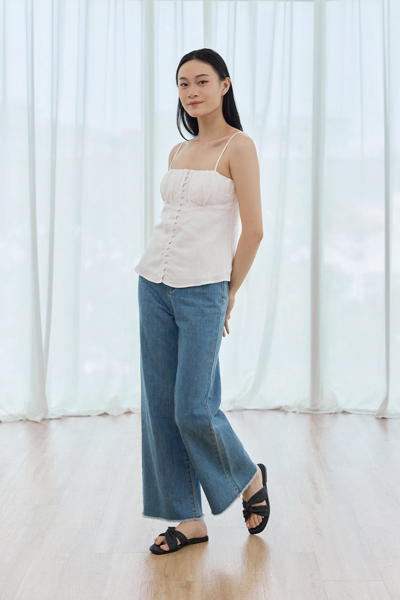 Jessa Cloud Sliders in Black Waterproof Linen