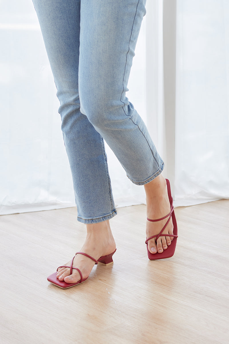 Jett Strappy Kitten Heels in Merlot