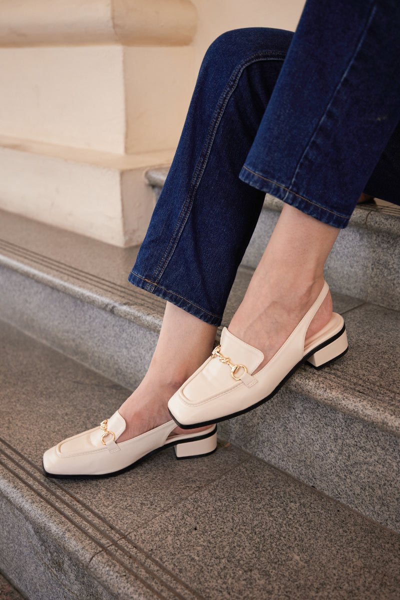 Jodie Slingback Loafers in Cream