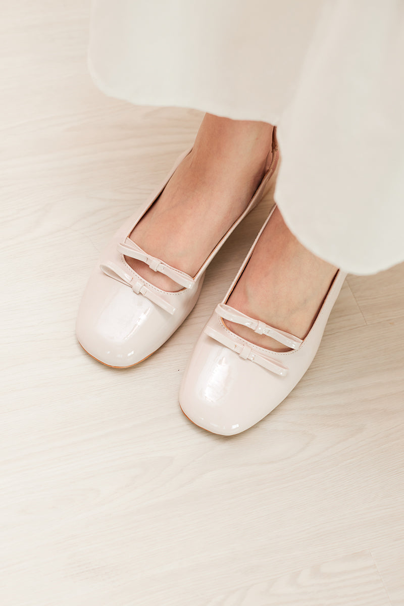 Joli Duo-ribbon Slingback Heels in Cream