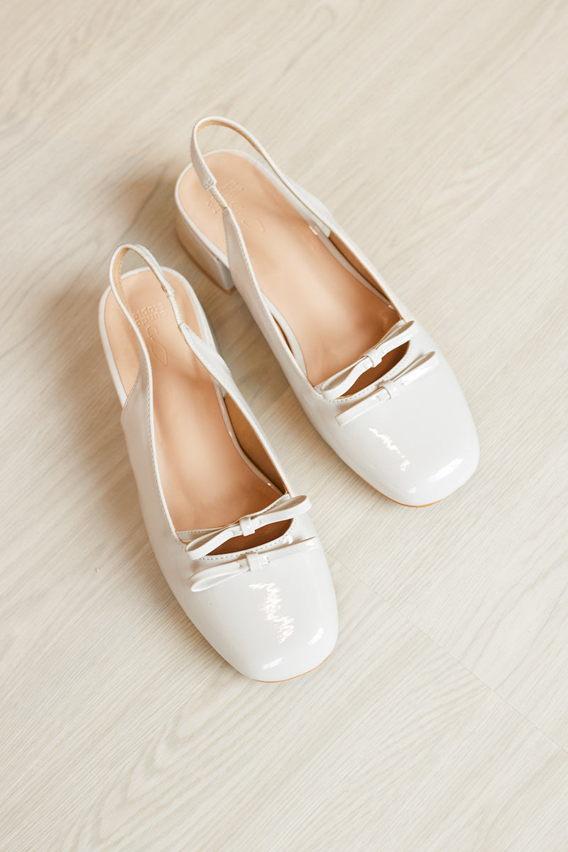 Joli Duo-ribbon Slingback Heels in Cream