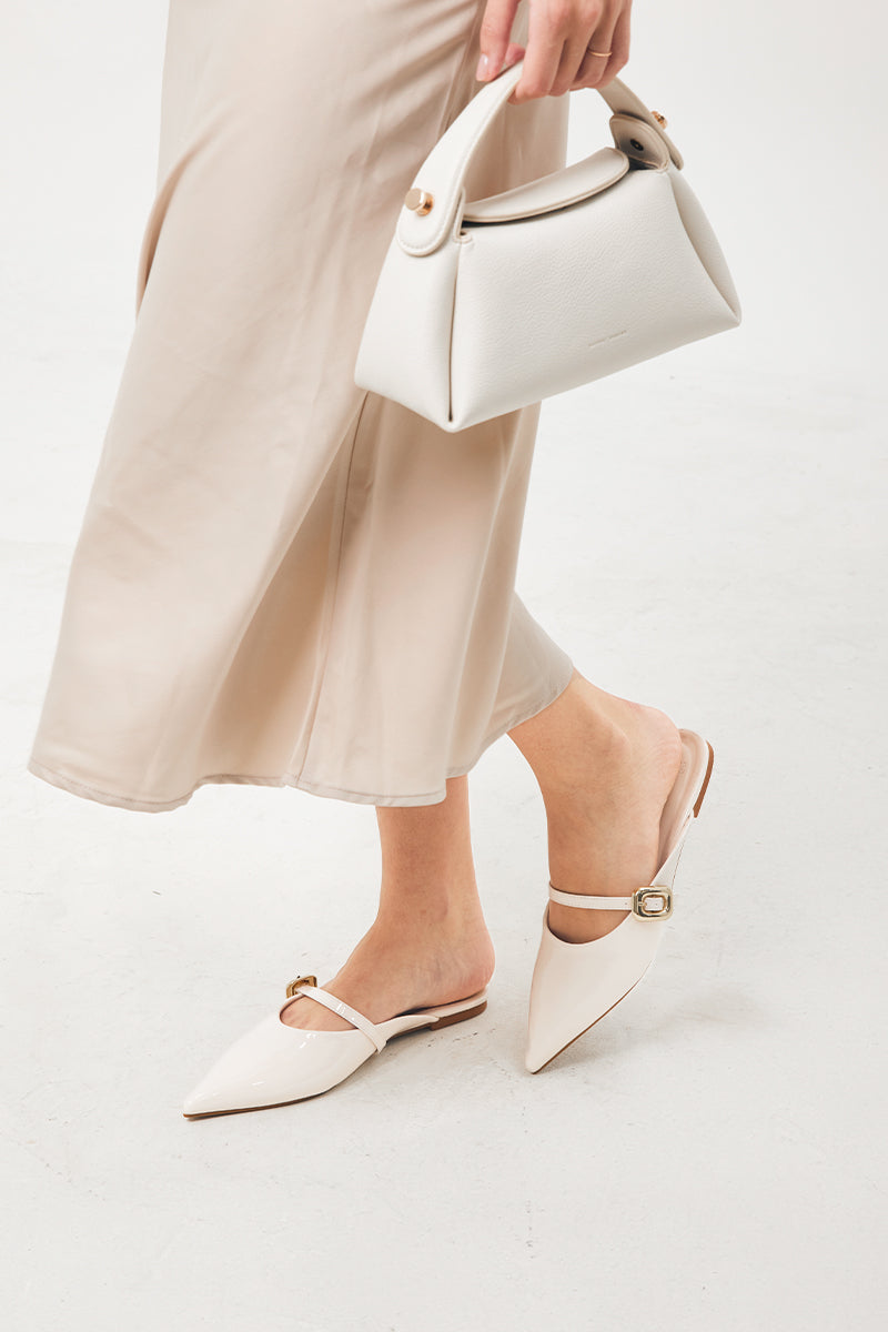 Joon Buckle Mules in Cream