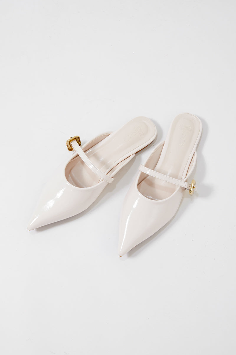 Joon Buckle Mules in Cream