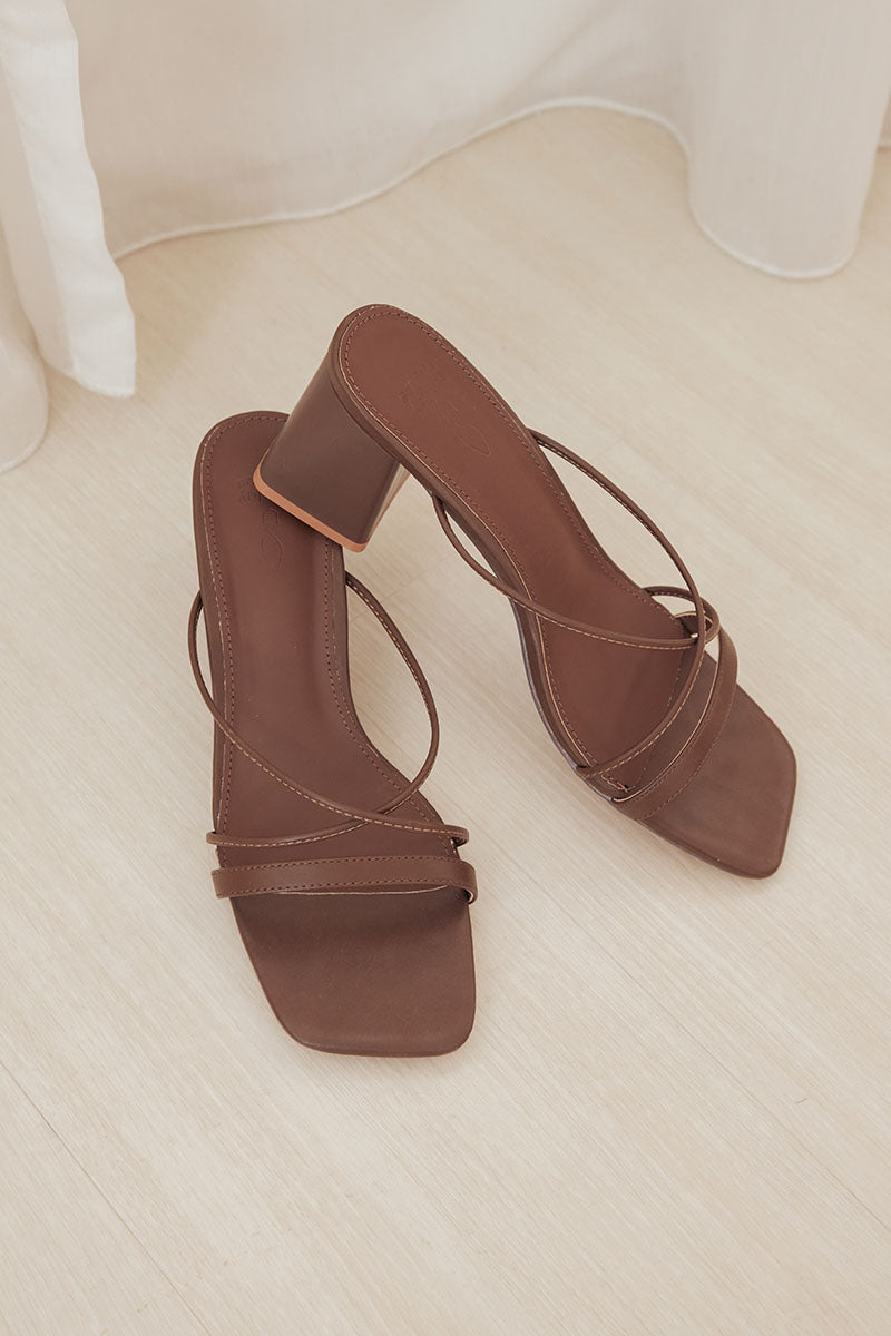 Joysie Strappy Block Heels in Cocoa