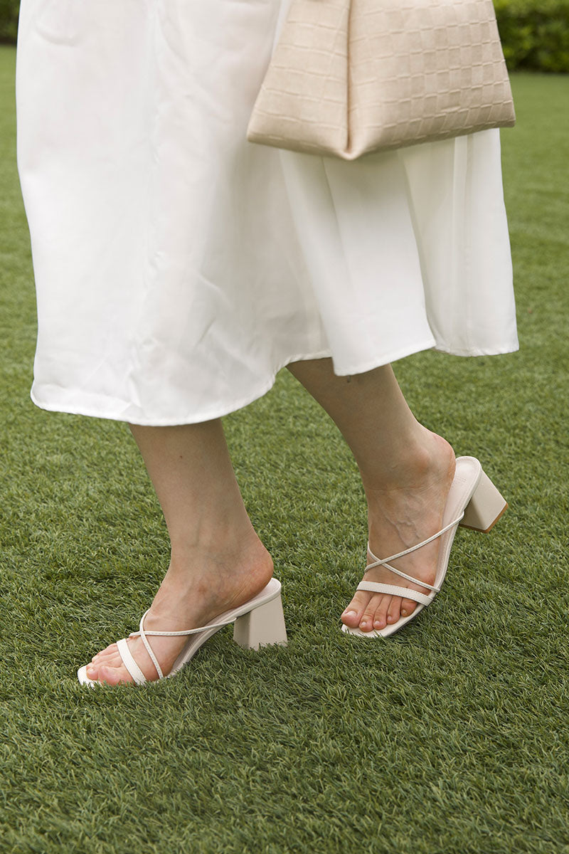 Joysie Strappy Block Heels in Cream