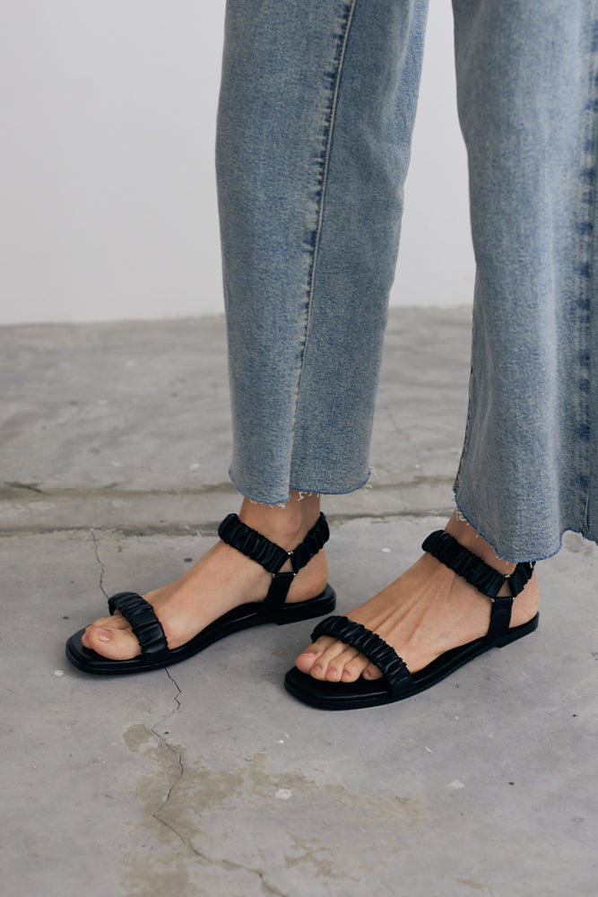 Juno Ruching Sports Sandals in Black