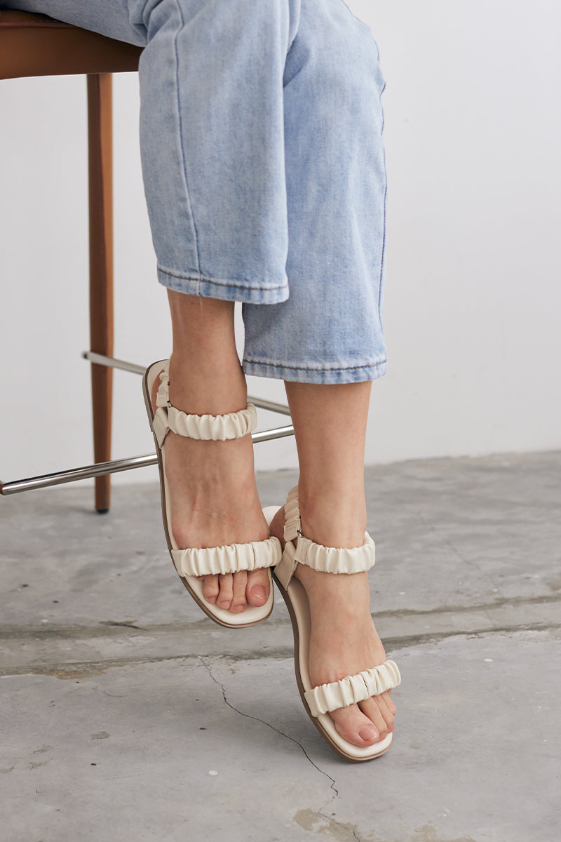 Juno Ruching Sports Sandals in Ivory