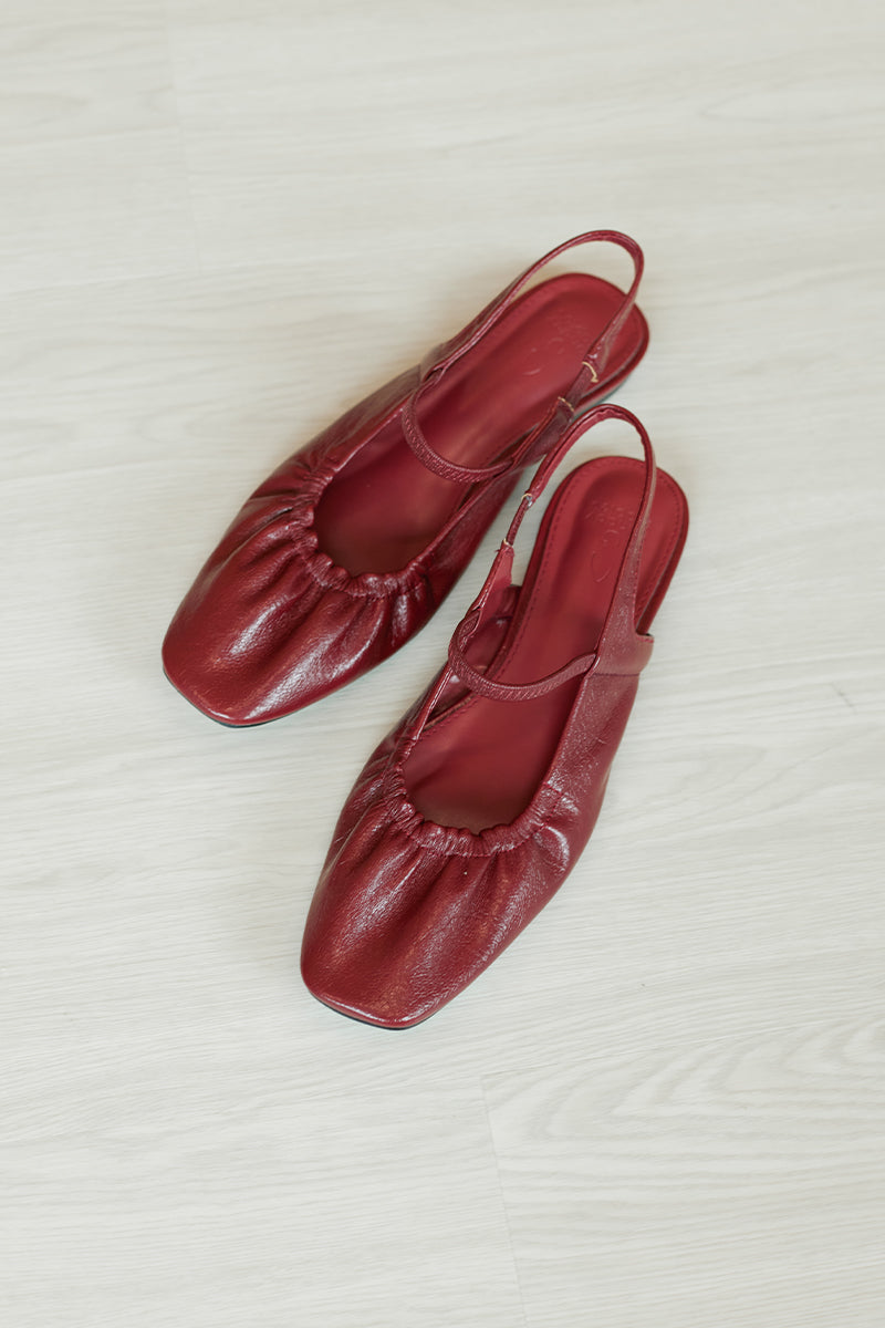 Kairos Ruching Maryjane Flats in Bordeaux