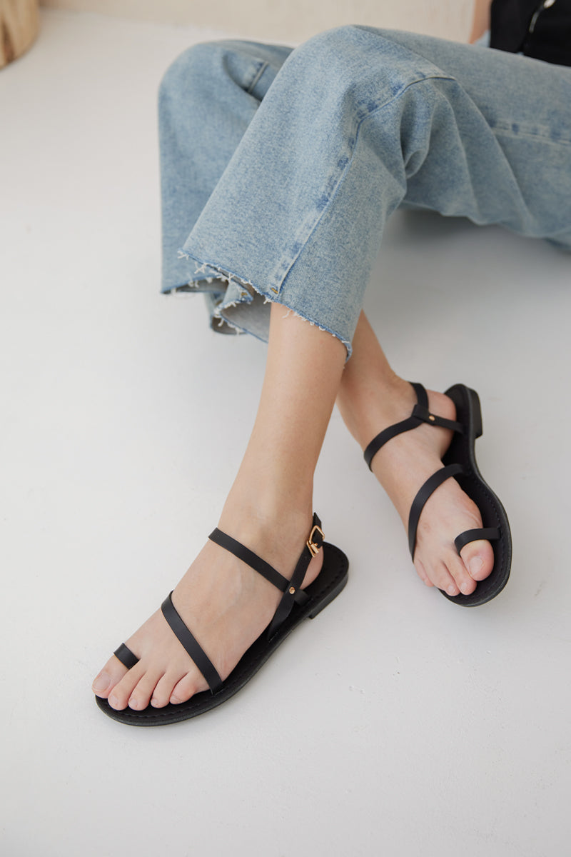 Kore Strappy Sandals in Black