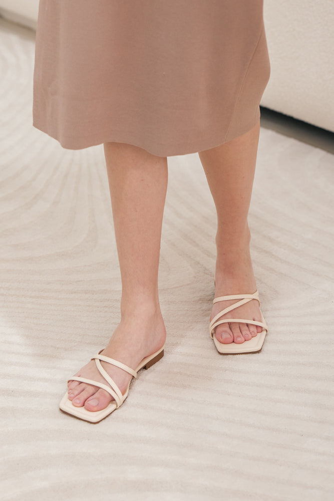 
                  
                    Laike Strappy Sliders in Cream
                  
                