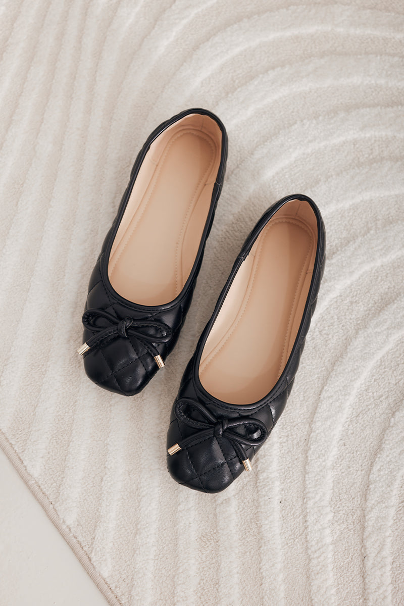 Lanna Quilted Ballet Flats in Black