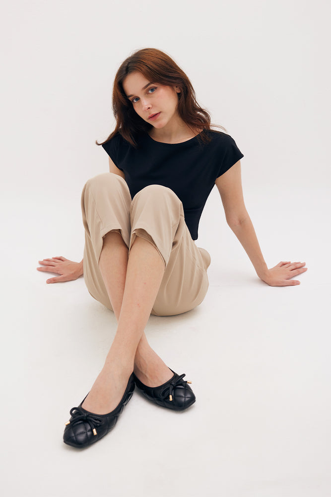Lanna Quilted Ballet Flats in Black