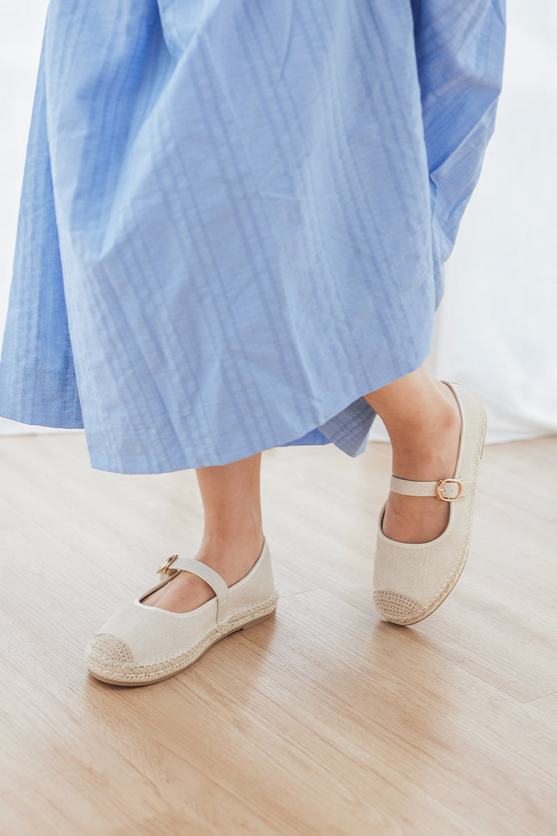 Laurel Maryjane Espadrille Flats in Waterproof Linen