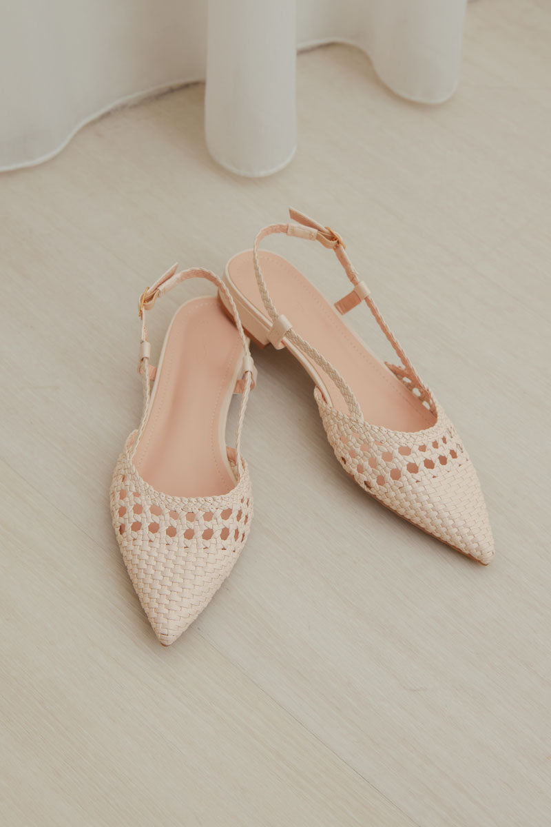 Lavelle Hand-woven Slingback Flats in Nude