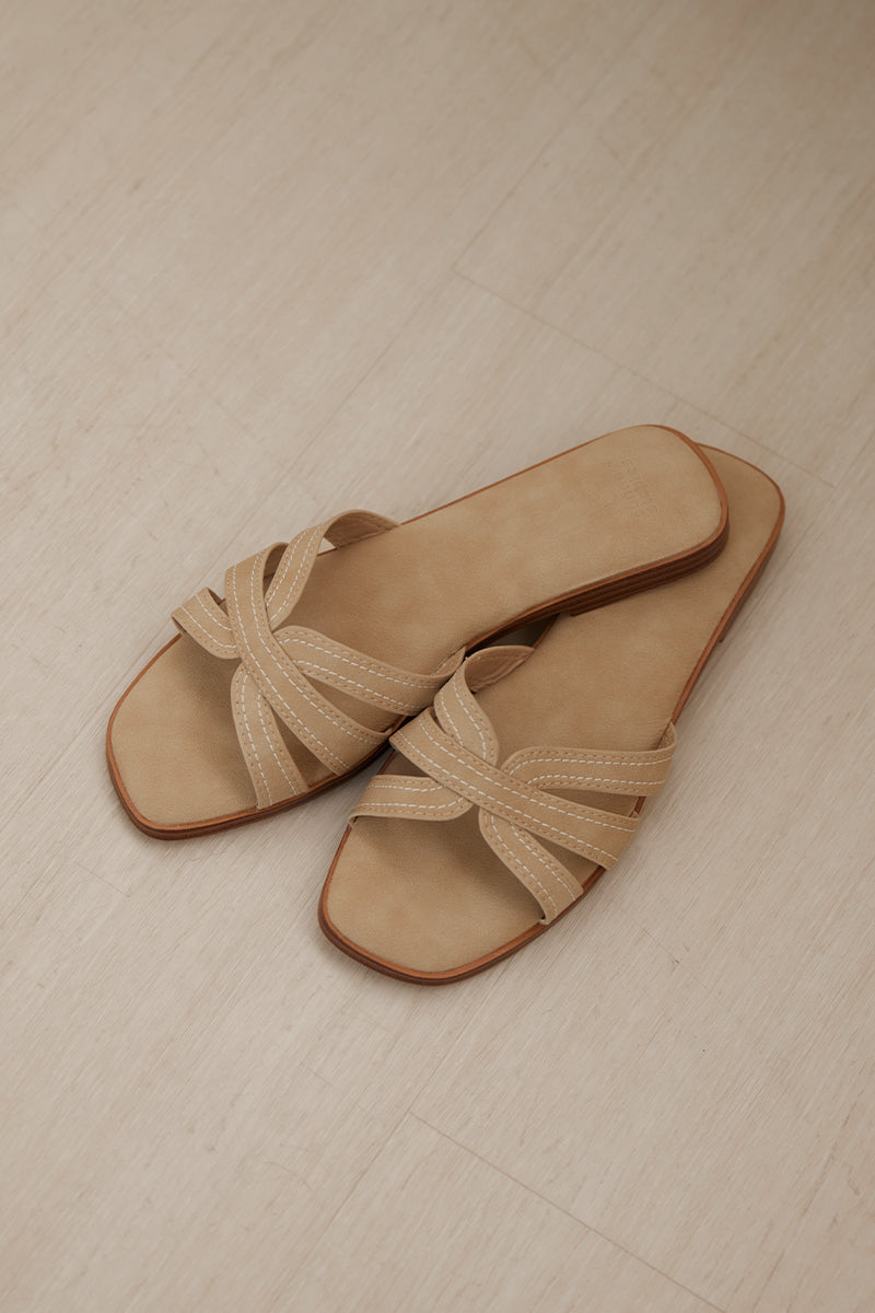 Leone Cloud Sliders in Taupe Waterproof Suede