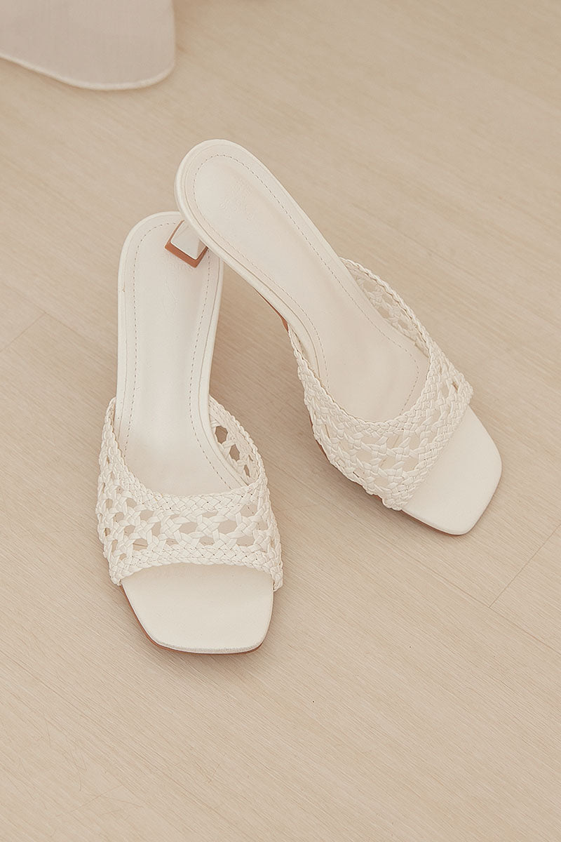 Leticia Hand-weaved Heels in White