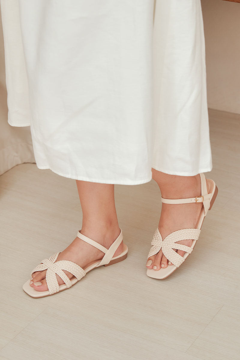 Liberty Hand-woven Sandals in Cream