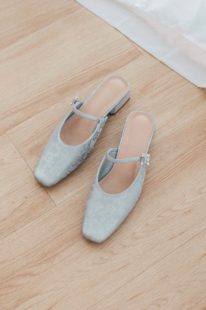 Linh Maryjane Mules in Satin Silver