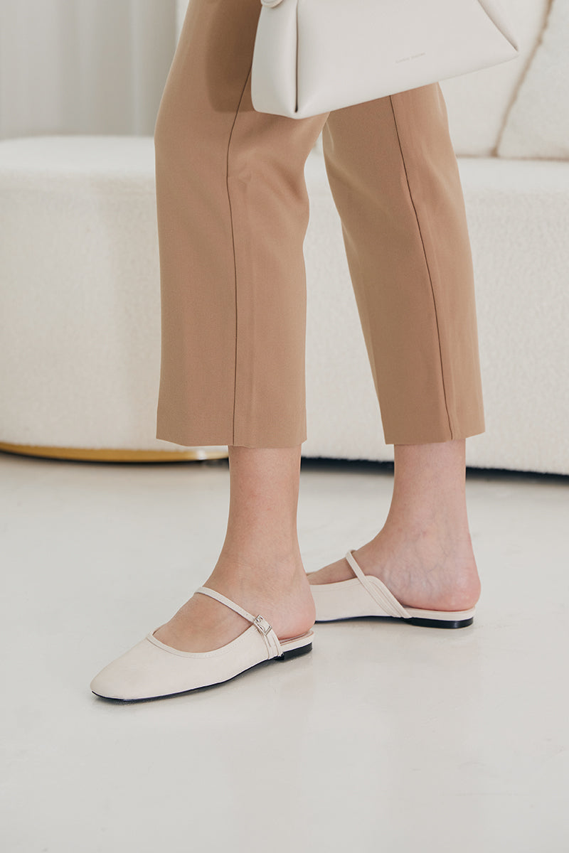 Liora Slip-on Mules in Cream Waterproof Satin