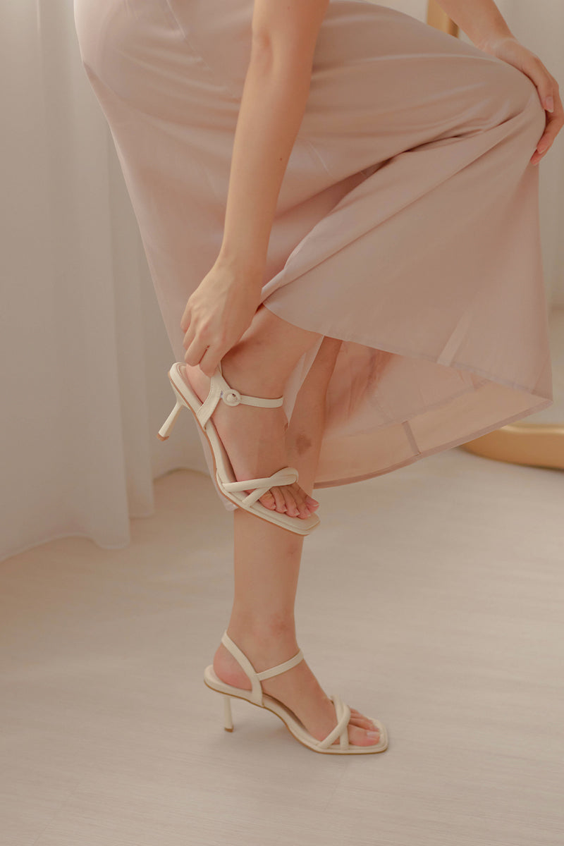 Lou Twist Sandal Heels in Cream