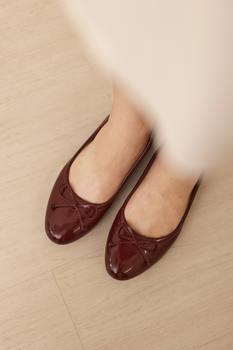 Milena Cloud Ballet Flats in Wine Patent