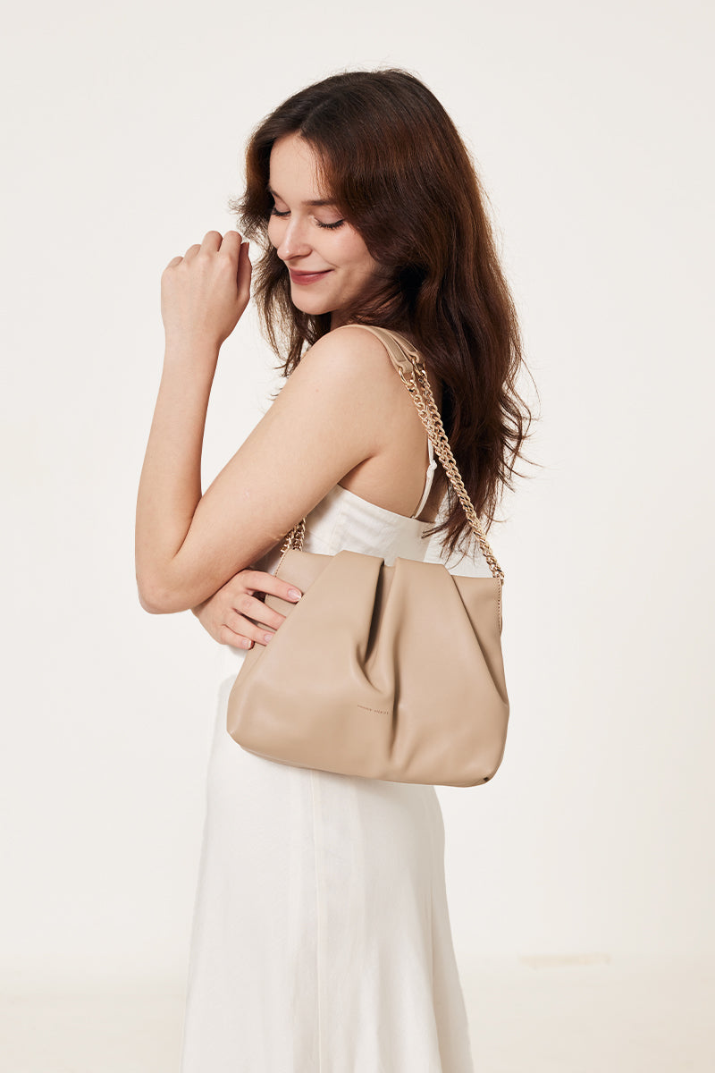 Mantou Ruched Bag in Taupe