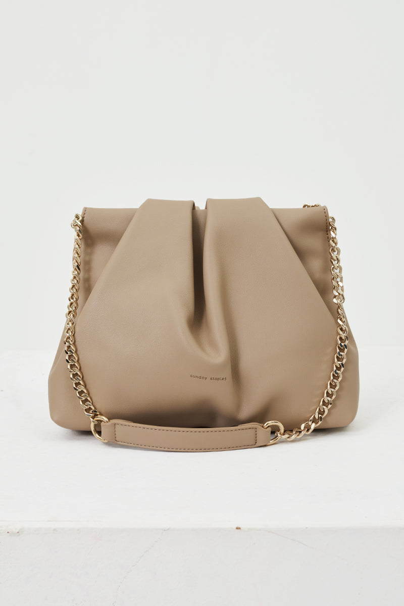 Mantou Ruched Bag in Taupe