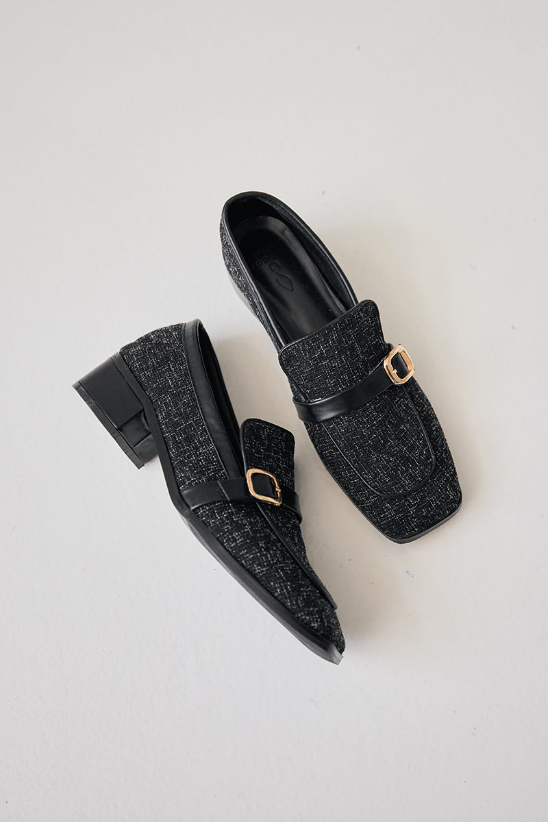 Margaux Tweed Loafers in Black