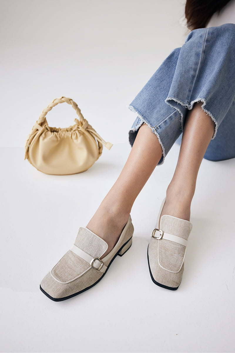 Margaux Tweed Loafers in Cream