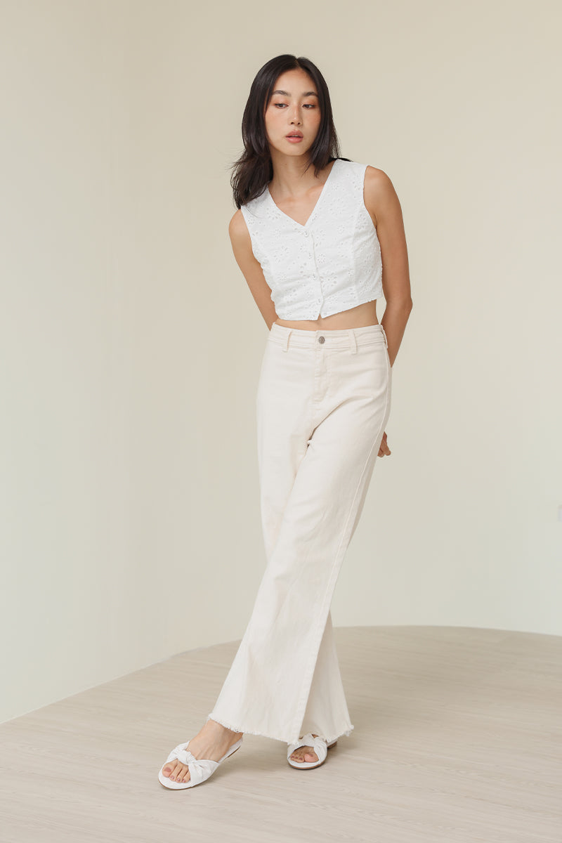 Marisse Knotted Sliders in Waterproof Satin Cream