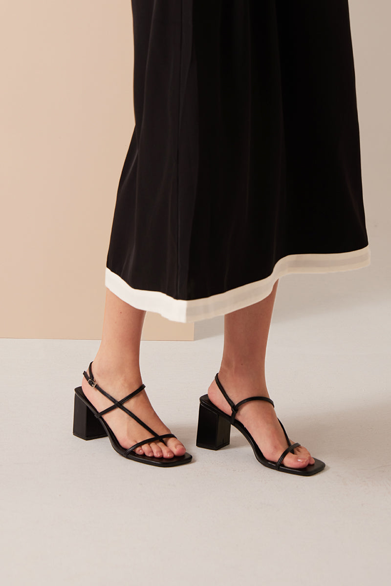 Mattea Strappy Sandals in Black