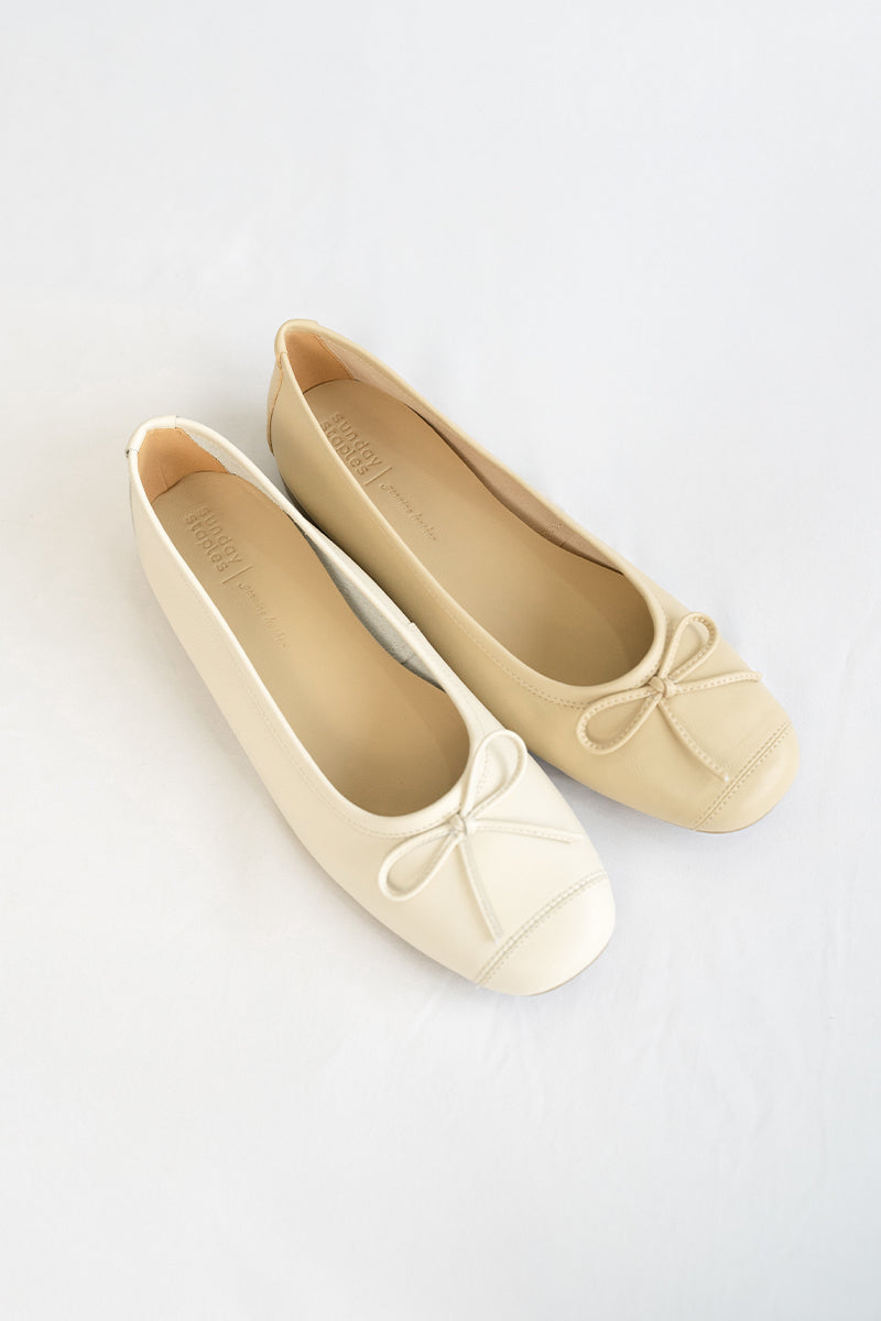 Melodie Sheep Leather Ballet Flats in Nude