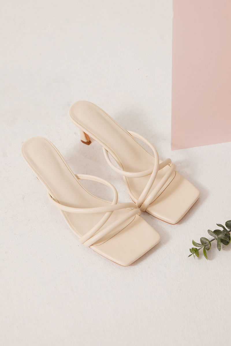 Miki Strappy Heels in Ivory