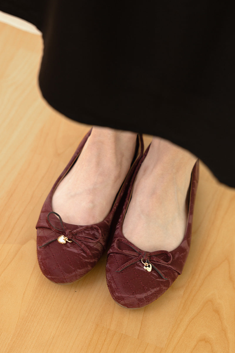 Soren Cloud Ballet Flats in Waterproof Satin Bordeaux Red