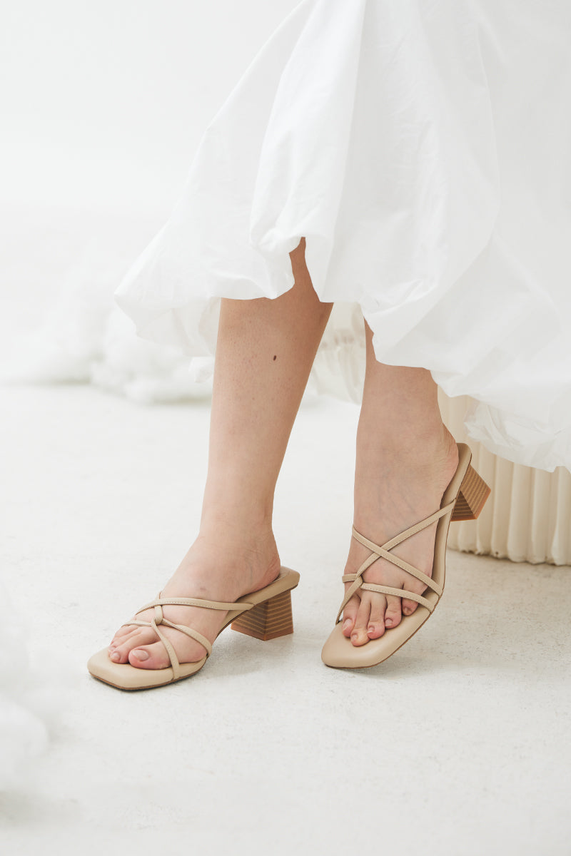 Nyles Strappy Cloud Heels in Nude