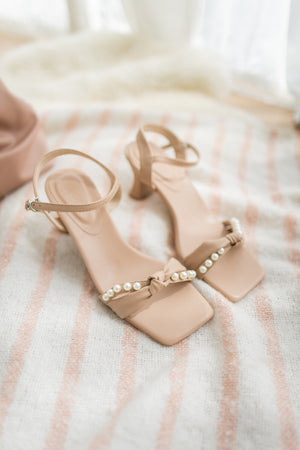 
                  
                    Odessa Pearl Knot Heeled Sandals in Nude
                  
                