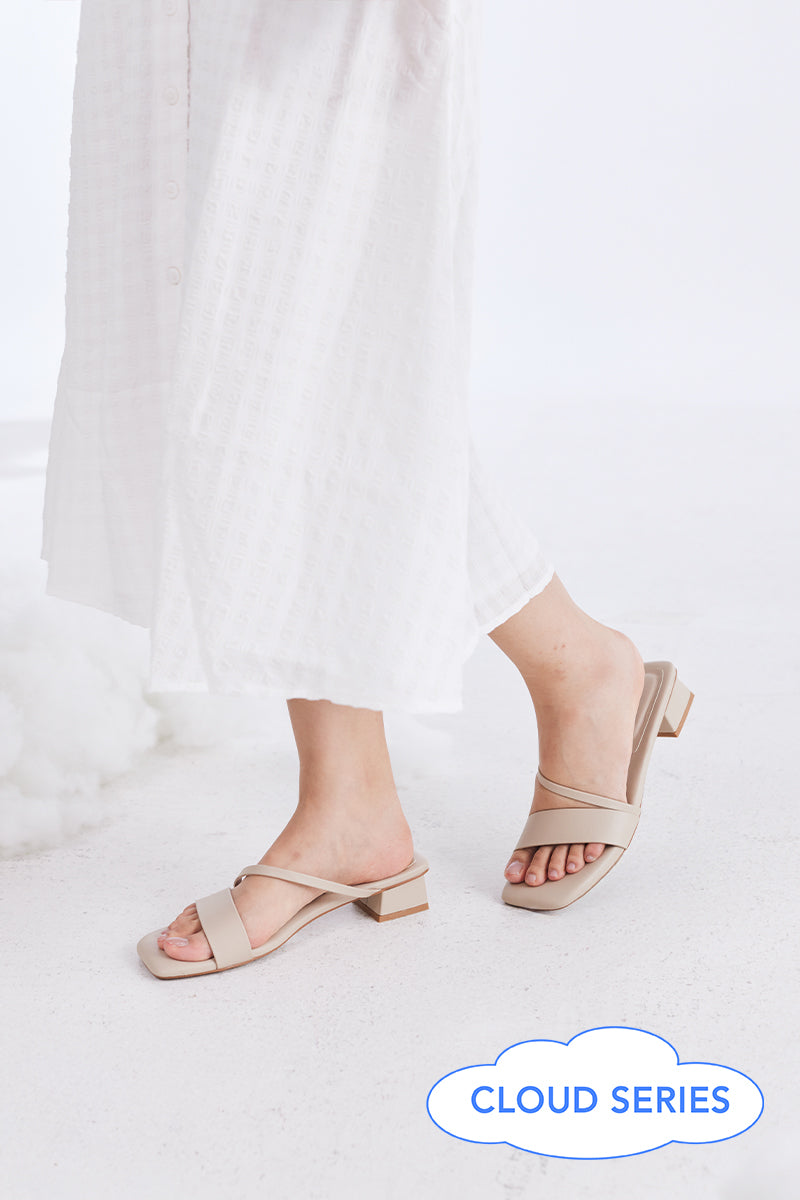 Odette Strappy Cloud Heels in Beige