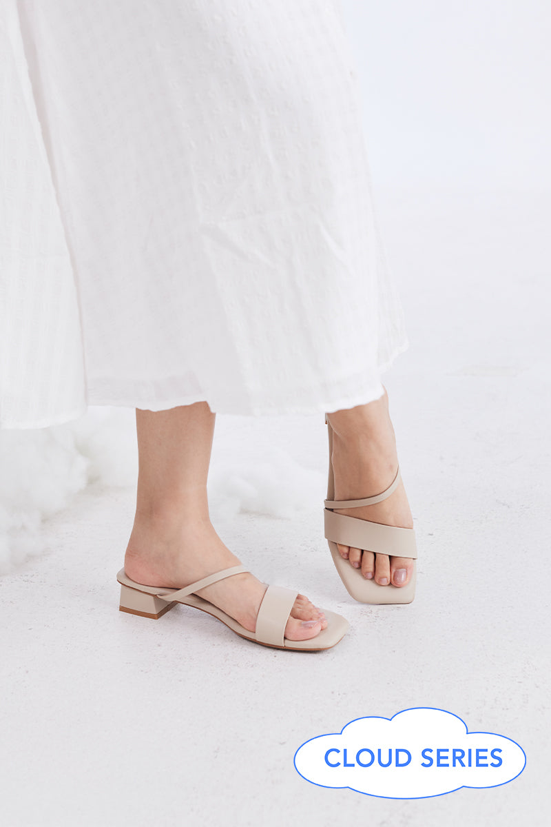 Odette Strappy Cloud Heels in Beige