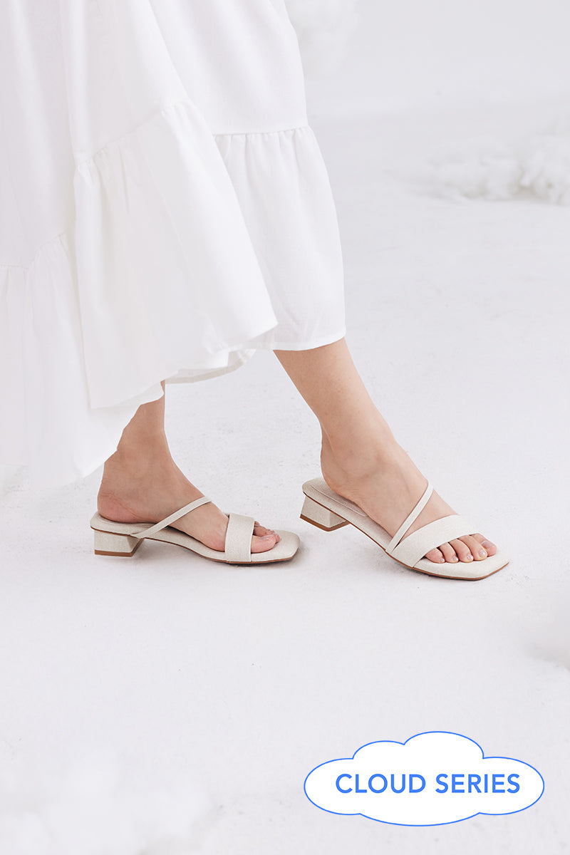 Odette Strappy Cloud Heels in Waterproof Linen