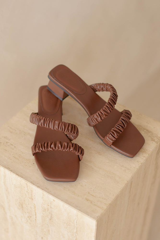 
                  
                    Olea Ruching Heels in Cocoa
                  
                