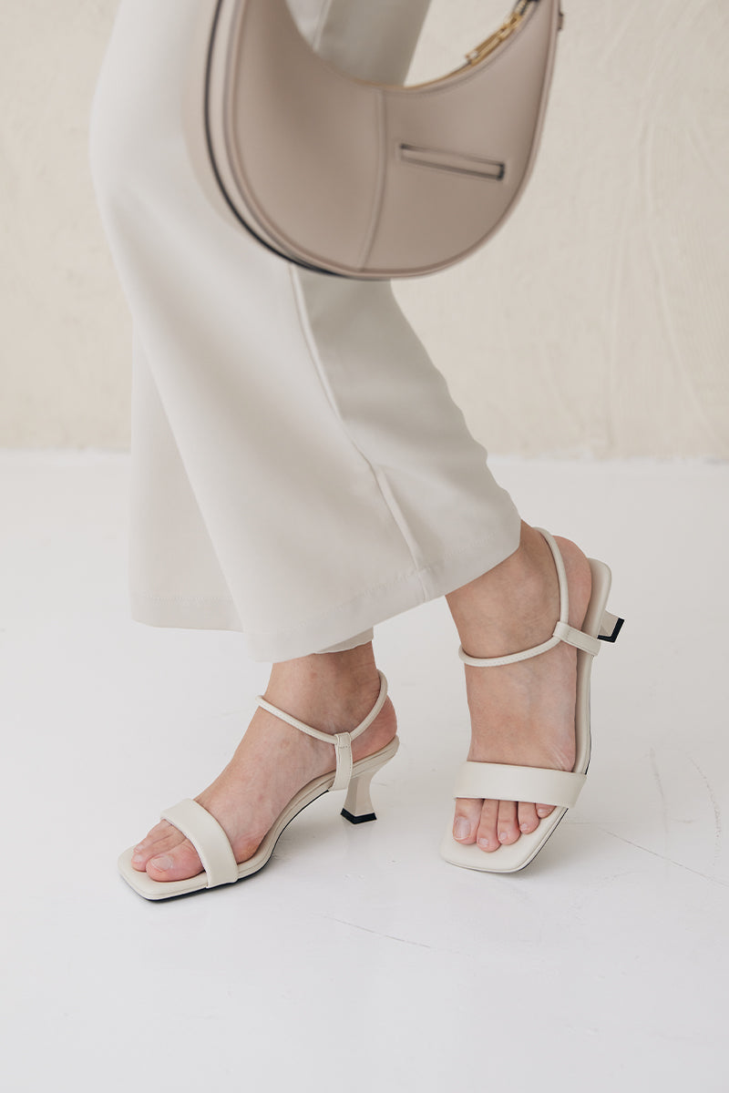 Oona Strappy Sandal Heels in Cream