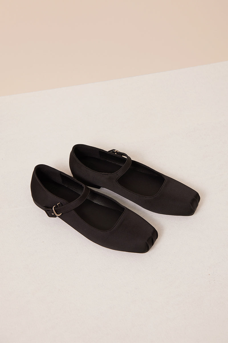 Pavlova Satin Maryjane Flats in Black