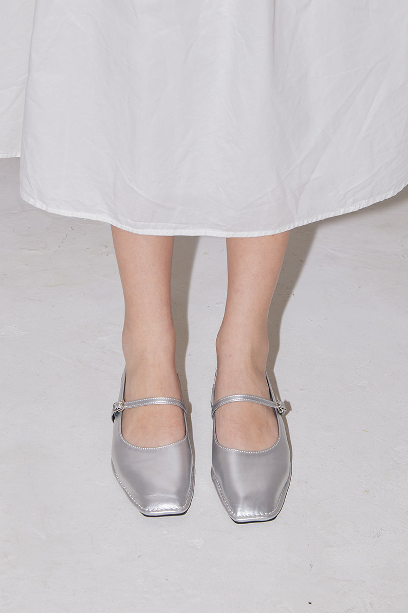 Piers Maryjane Slingback Flats in Silver