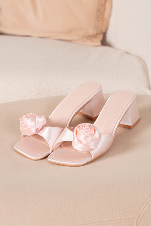 
                  
                    Pippa Satin Flower Heels in Soft Pink
                  
                