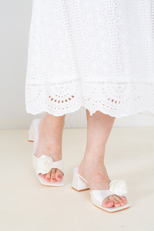 
                  
                    Pippa Satin Flower Heels in Cream
                  
                