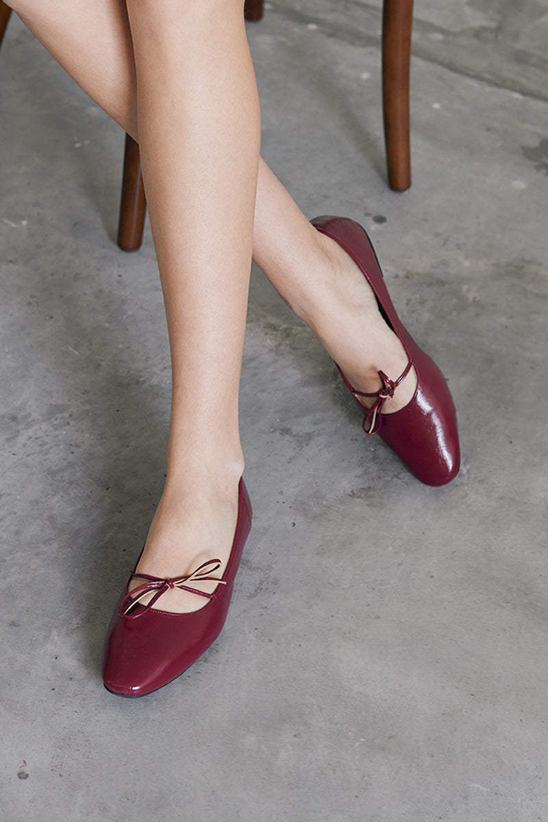 Quilla Knotted Maryjane Flats in Merlot