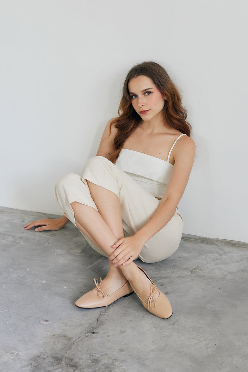 Quilla Knotted Maryjane Flats in Nude