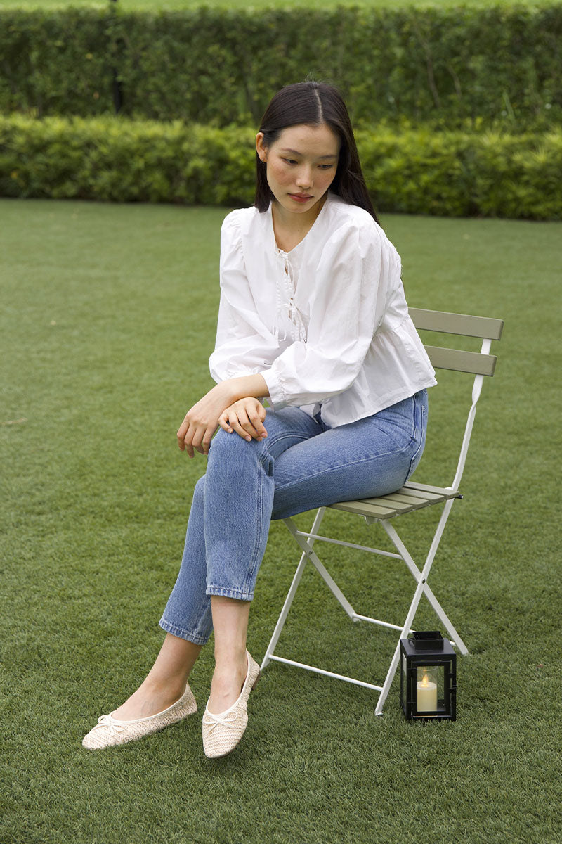 Robyn Weaved Flats in Cream